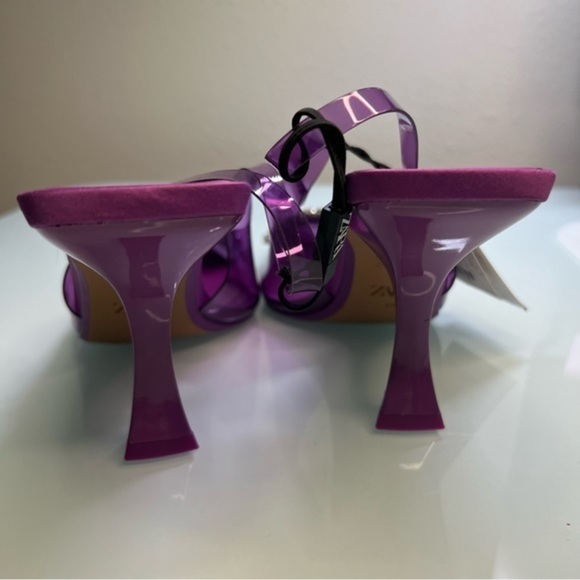 Blogger Trending Favorite Zara Embellished Vinyl Slingback Heels Rhinestones NWT - Picture 9 of 9